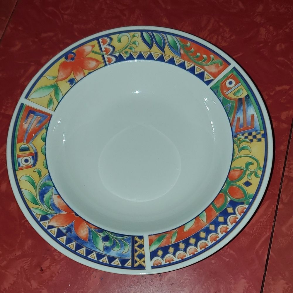 Lynns Stoneware Savanna Rim Cereal Soup Bowl 8.75"